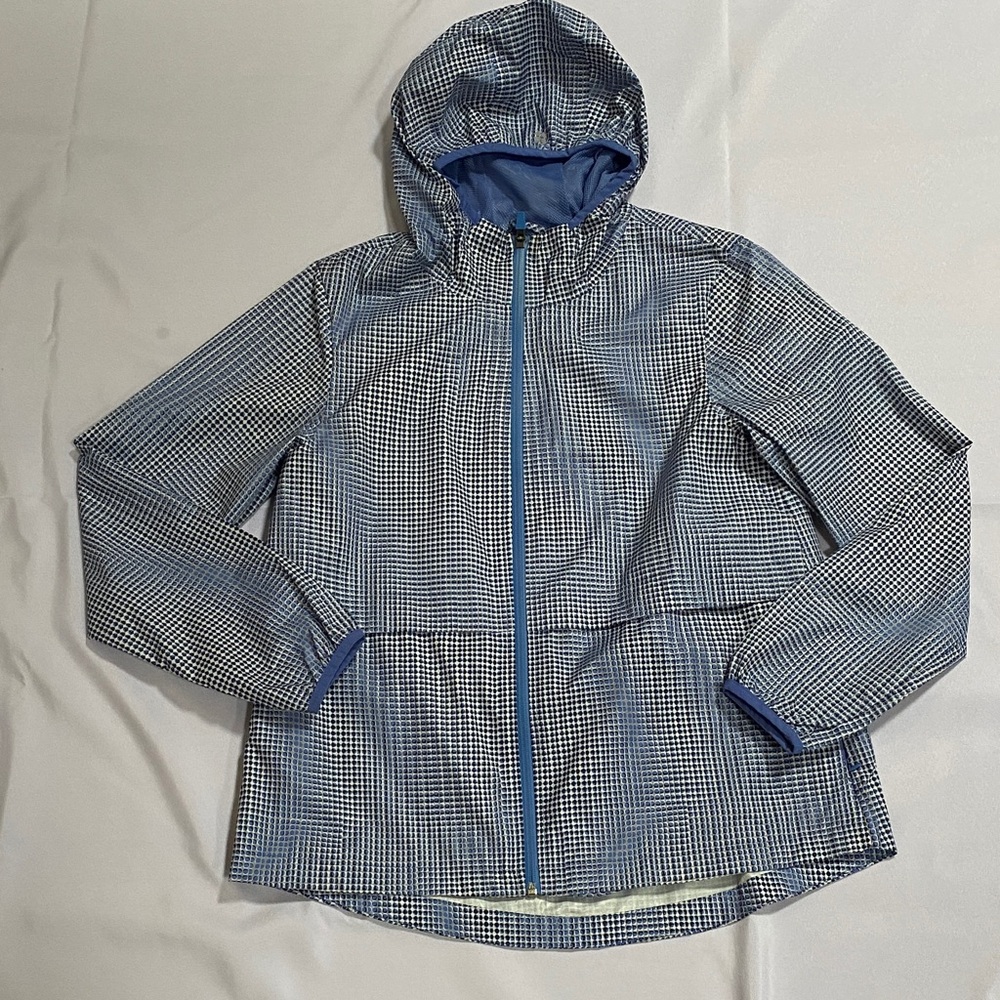 Sweaty Betty “Pack It Up Mac” Blue Move Print Water Resistant Jacket XS